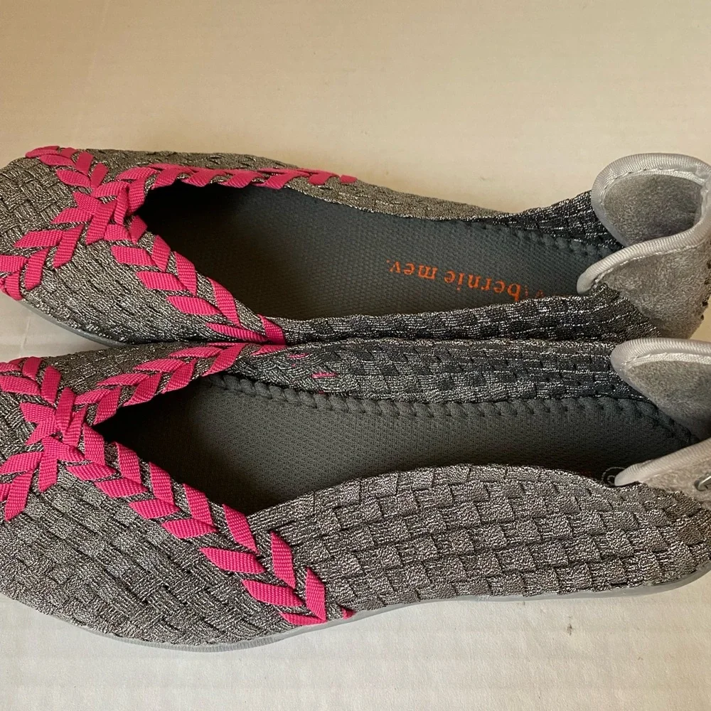 Bernie Mev Braided Catwalk Ballet Flats Gray Pink EU Size 38 (7.5)
